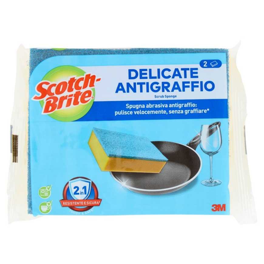 Scotch-Brite Губка фибровая Fibrablu против царапин, 2 + 1 шт