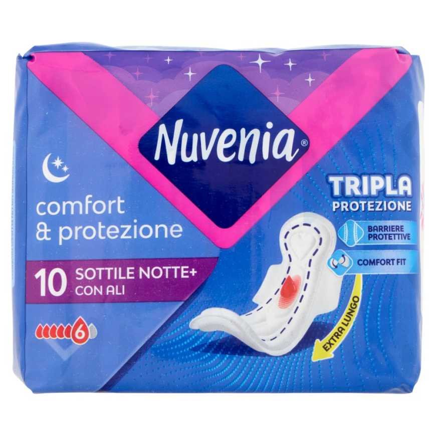 Nuvenia тонкие гигиенические прокладки Comfort & Protezione Goodnight с крылышками, 10 шт