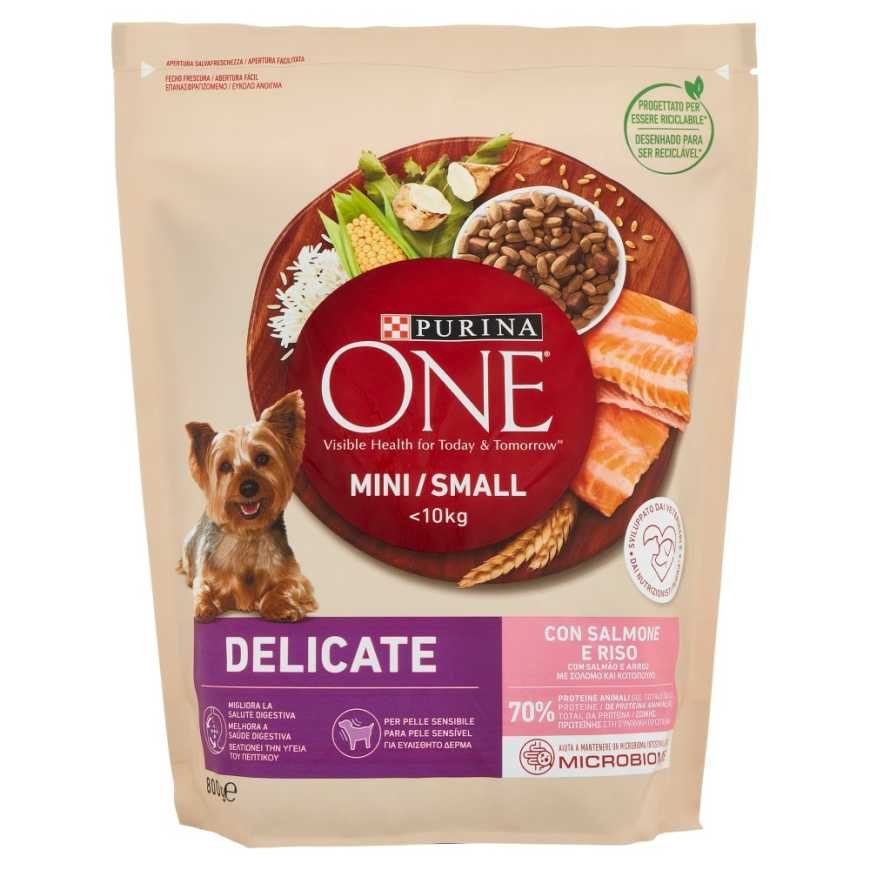 Purina One сухой корм для мини-собак с лососем и рисом, 800 г