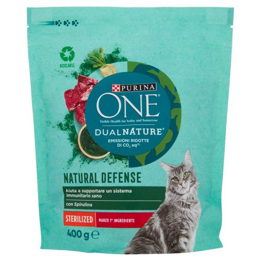 Purina One Dualnature сухой корм для стерилизованных кошек с говядиной и натуральной спирулиной, 400 г
