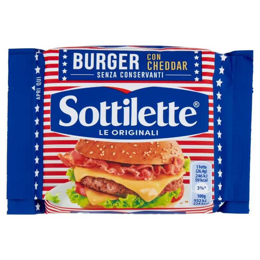 Kraft Sottilette Плавленый сыр для бургеров с чеддером, 185 г