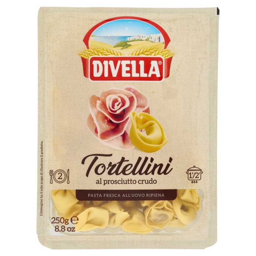 Divella Тортеллини с сыровяленым окороком, 250 г