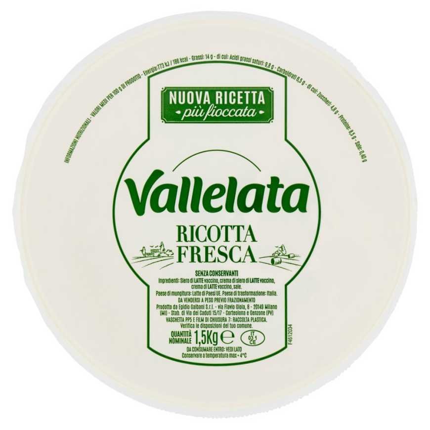 Сыр Vallelata Ricotta, 1,5 кг, 1 шт