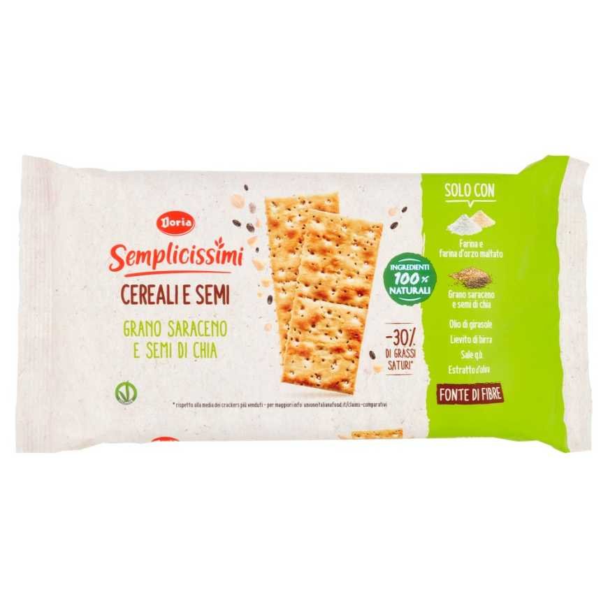 Doria Крекеры Semplicissimi из гречихи и семян чиа Grano Saraceno e Semi di Chia, 245 г