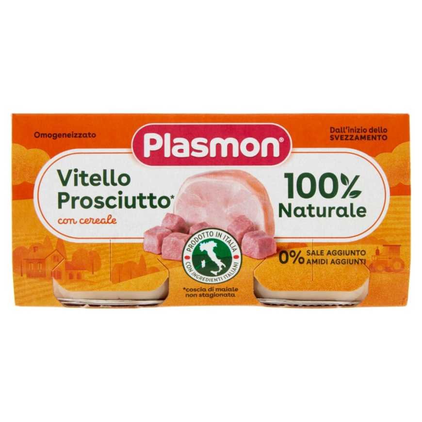 Plasmon гомогенизированное пюре из мяса телятины и ветчины, 2 × 80 г
