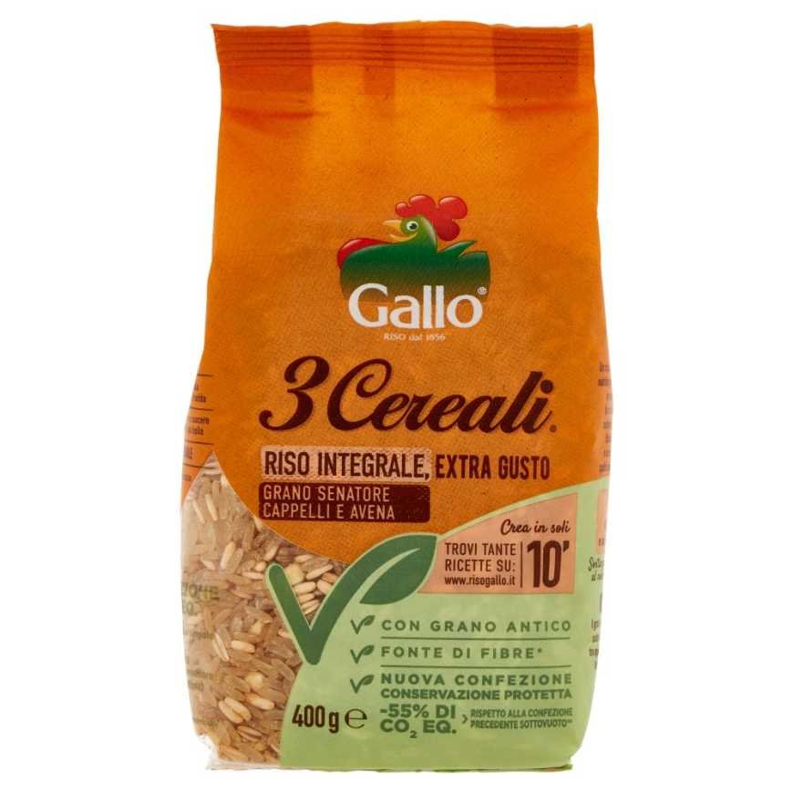 Riso Gallo 3 Cereals mix with brown rice, oats and Senatore Cappelli wheat, 400 g