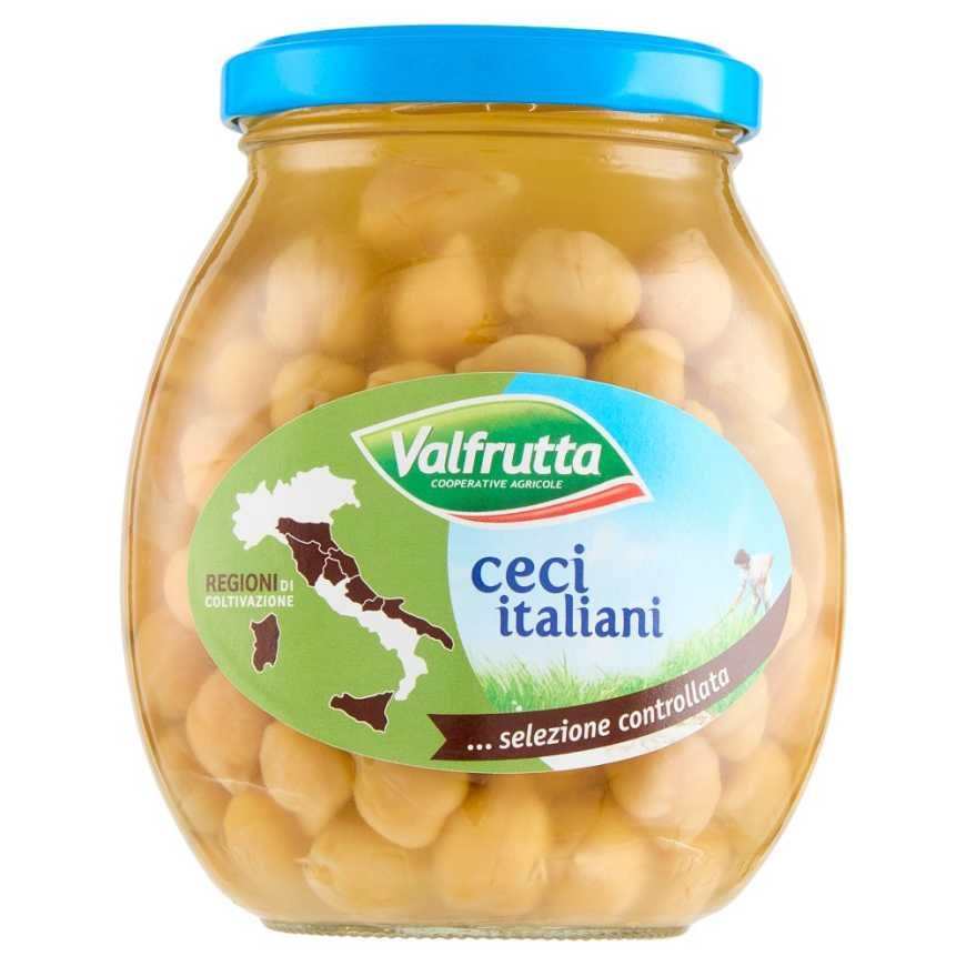 Valfrutta chickpeas in glass jar, 360 g