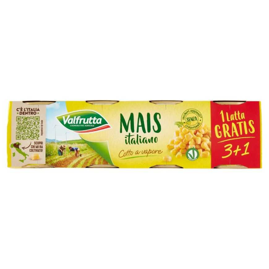 Valfrutta Italian steam-cooked sweet corn, 4 × 160 g