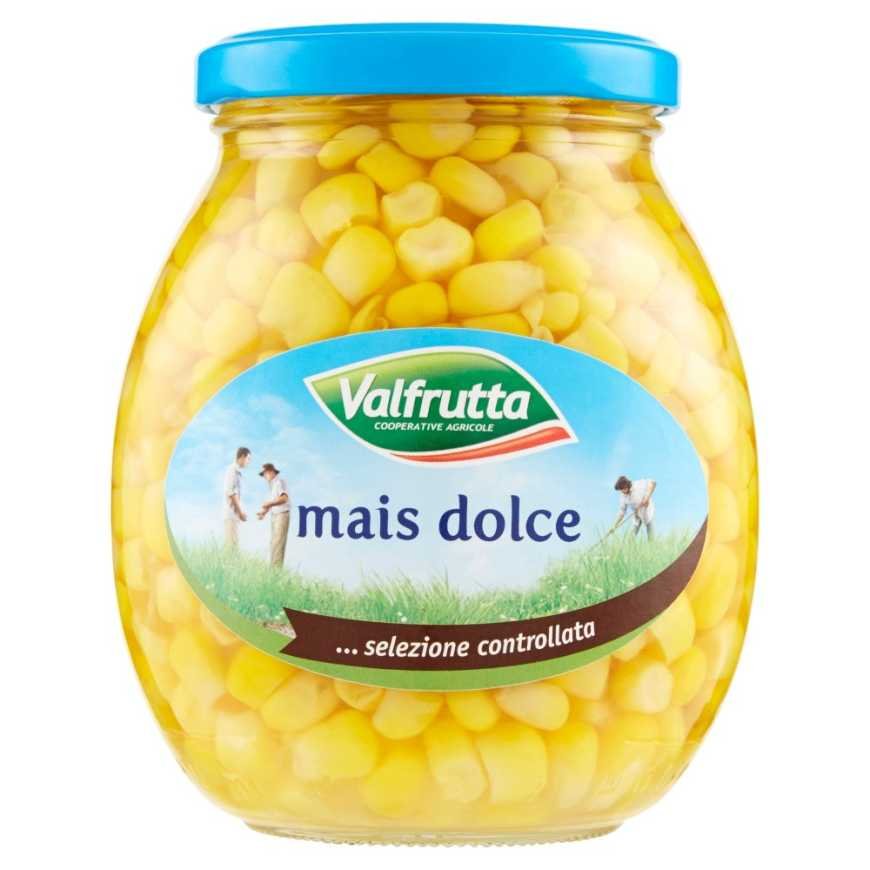 Valfrutta кукуруза сладкая в стеклянной банке, 360 г