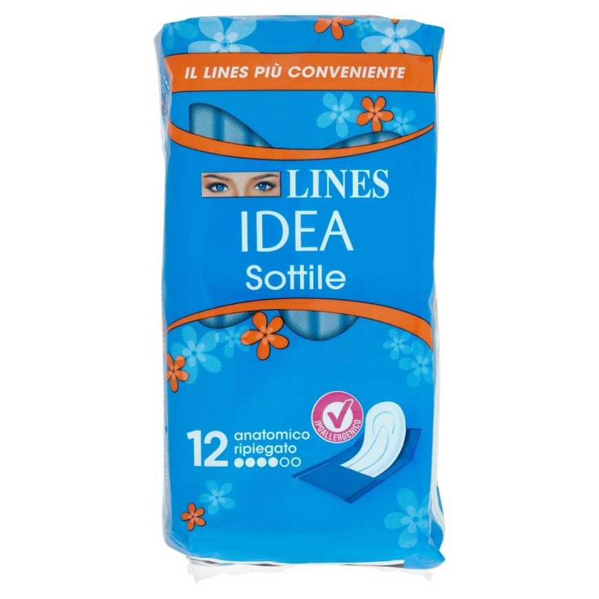 Lines Idea thin foldable anatomical sanitary pads, 12 pcs