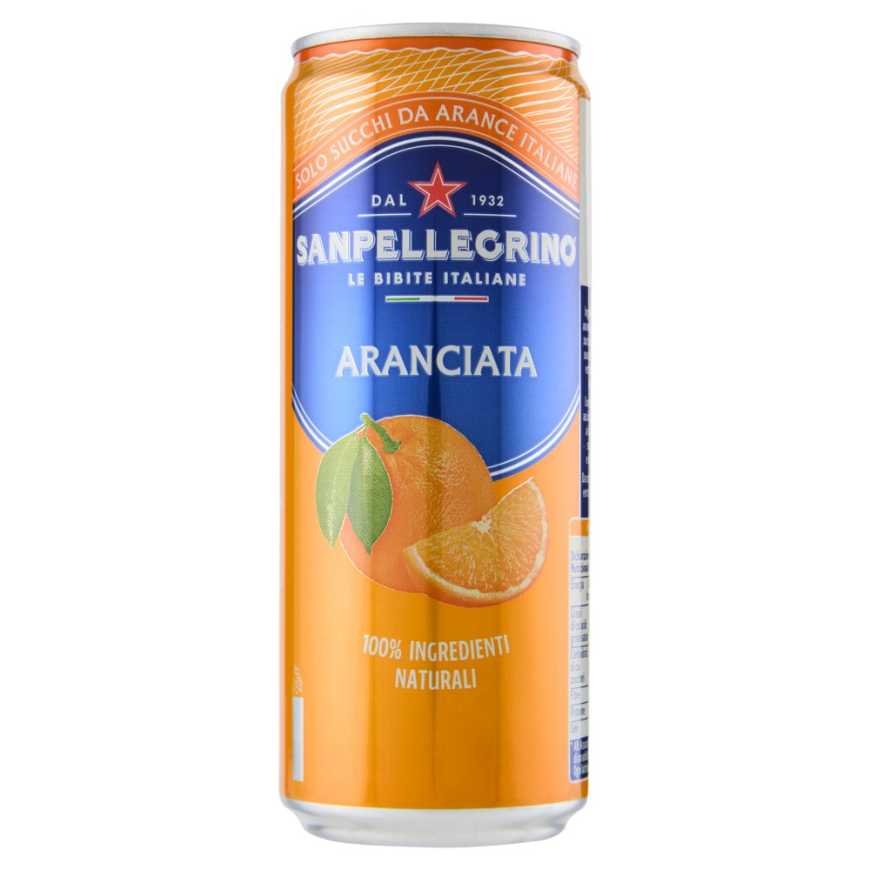 Sanpellegrino Naturali Aranciata orange carbonated drink in a tin can, 0.33 l