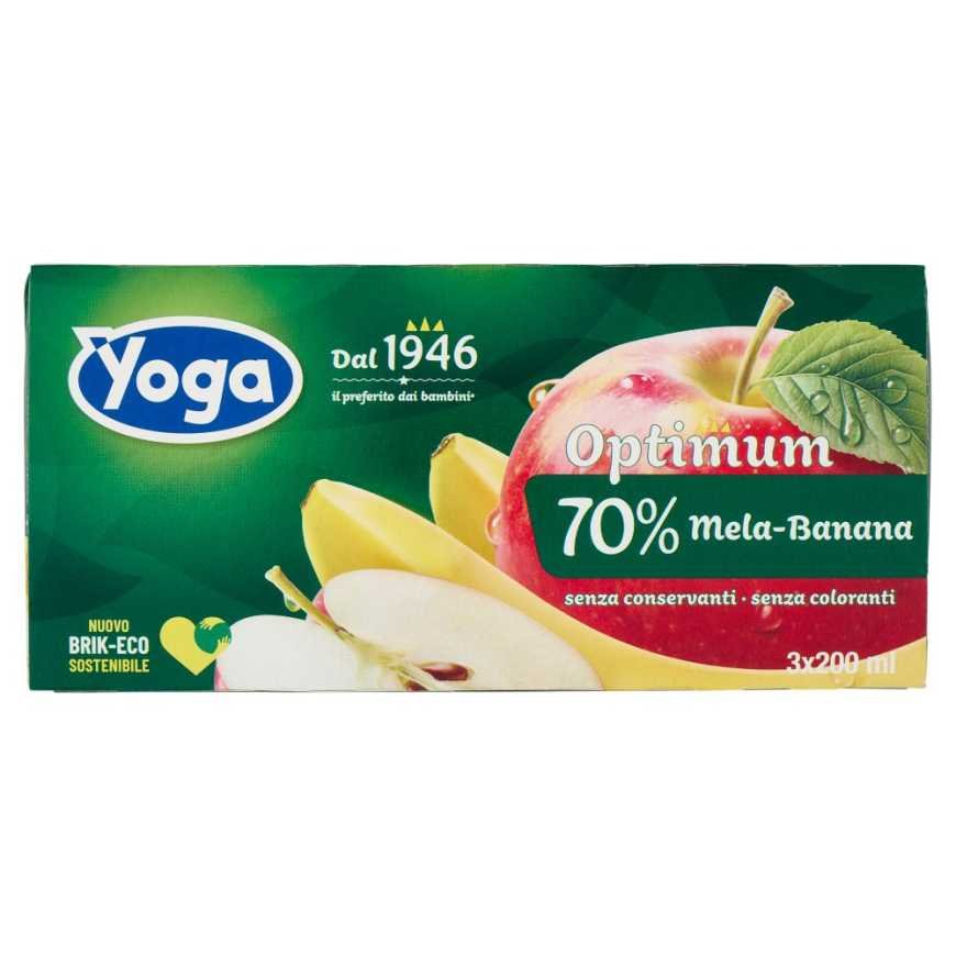 Yoga Succhi di Frutta Optimum 70% Apple and banana juice, 3 × 200 ml
