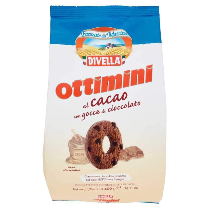 Divella шоколадное песочное печенье Ottimini Cacao, 400 г