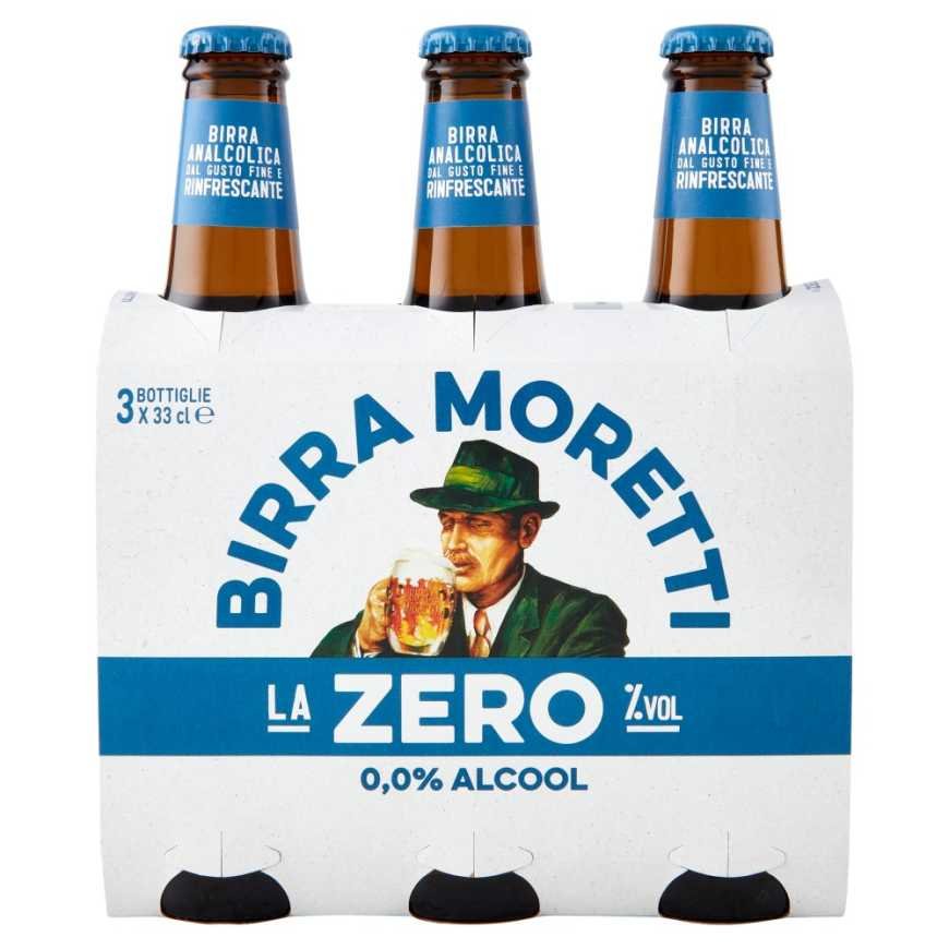 Moretti Birra Zero пиво безалкогольное, 3 × 0,33 л
