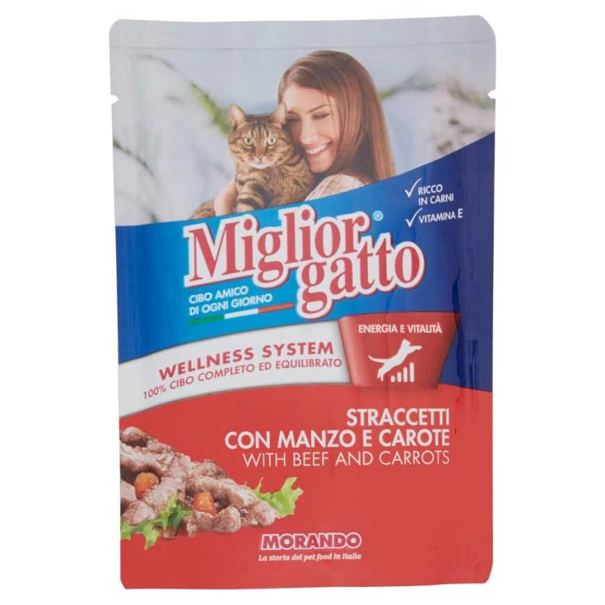 Migliorgatto нежные кусочки с говядиной и морковью, 100 г
