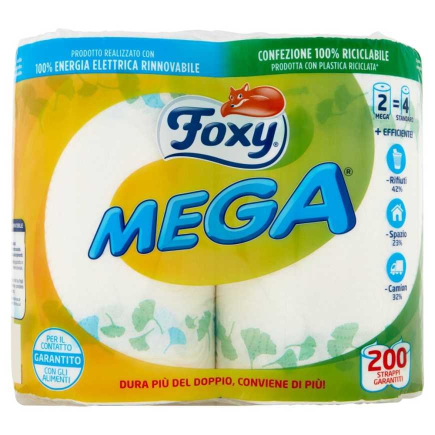 Foxy Mega Бумажные полотенца, 2 рулона, 2 слоя