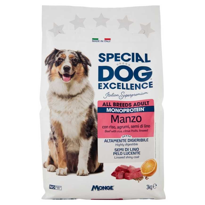 Monge Special Dog Excellence All Breeds monoproteic dry dog food with beef, 3 kg