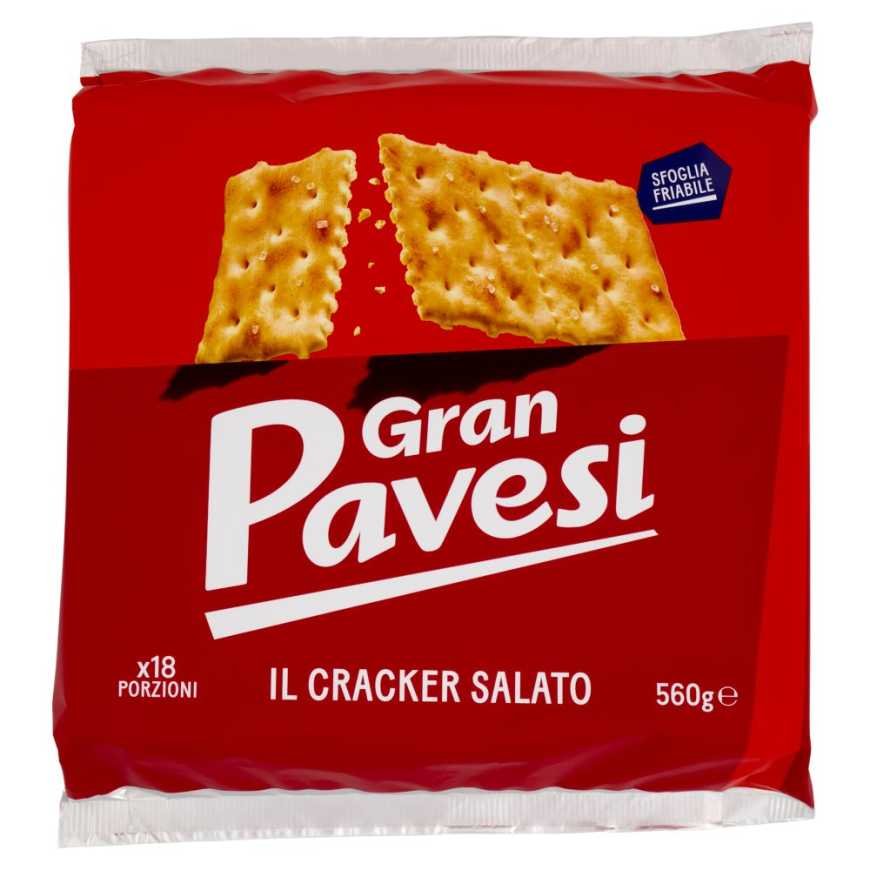 Gran Pavesi salted cracker with 100% Italian wheat, 560 g