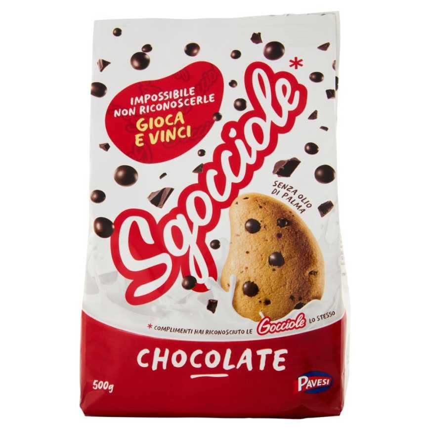 Pavesi Gocciole Cioccolato biscuits with chocolate drops, 500 g