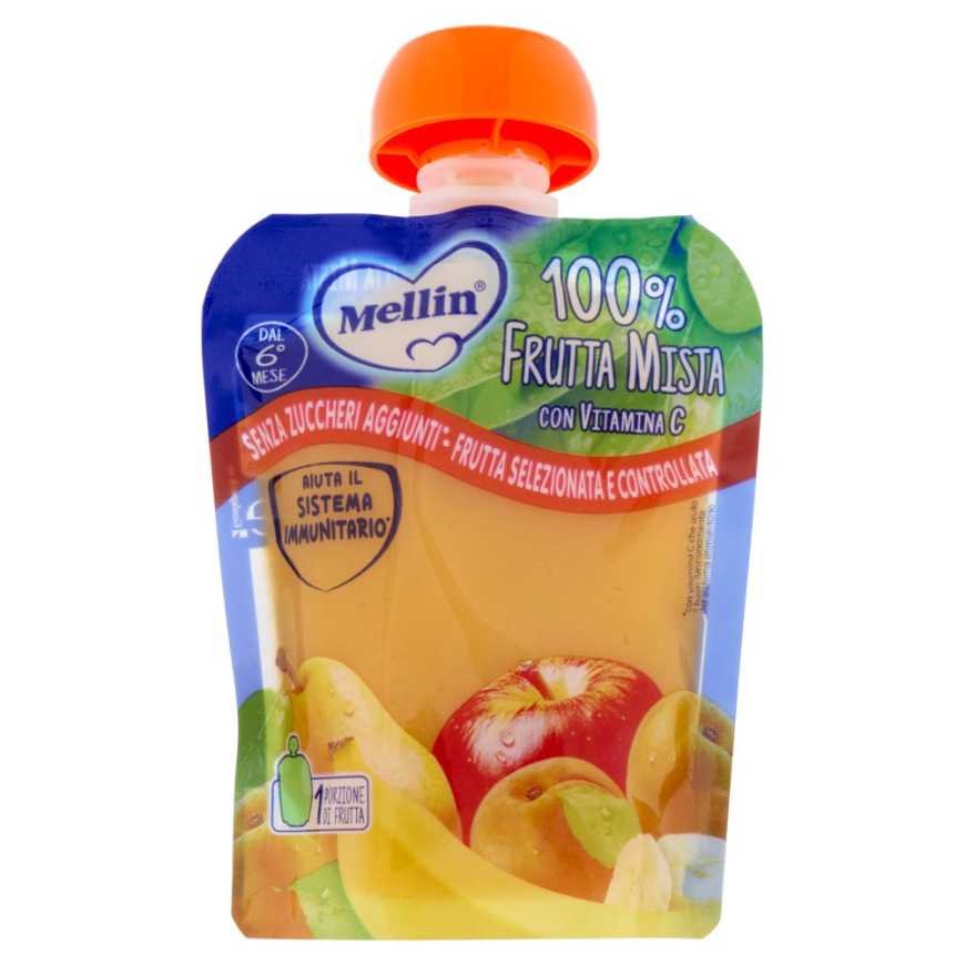 Mellin Фруктовое пюре в пауче, ассорти, 90 г