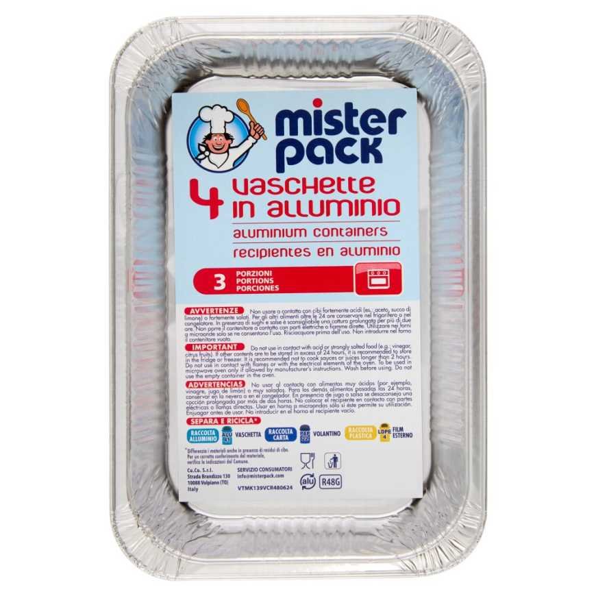 Mister Pack Алюминиевые контейнеры, 3 порции, 4 шт.