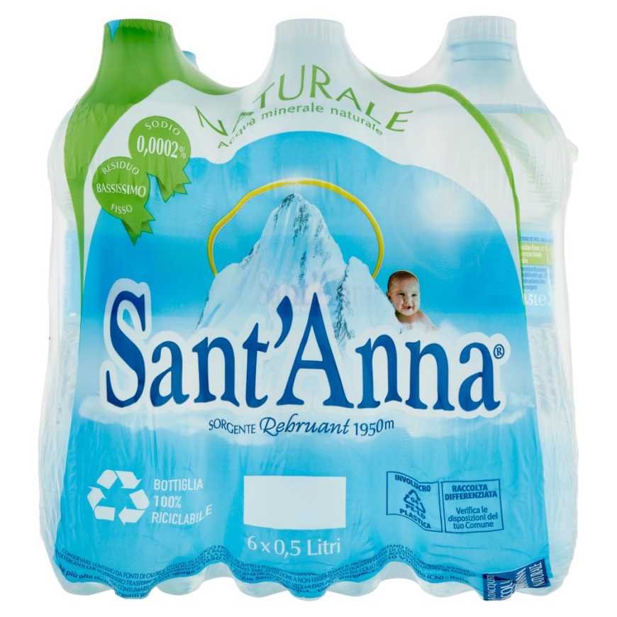 SANT ANNA Acqua Naturale негазированная питьевая вода, 0,5 л