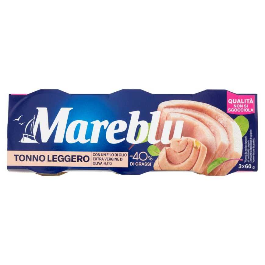 Mareblu легкий тунец в оливковом масле, 3 × 60 г