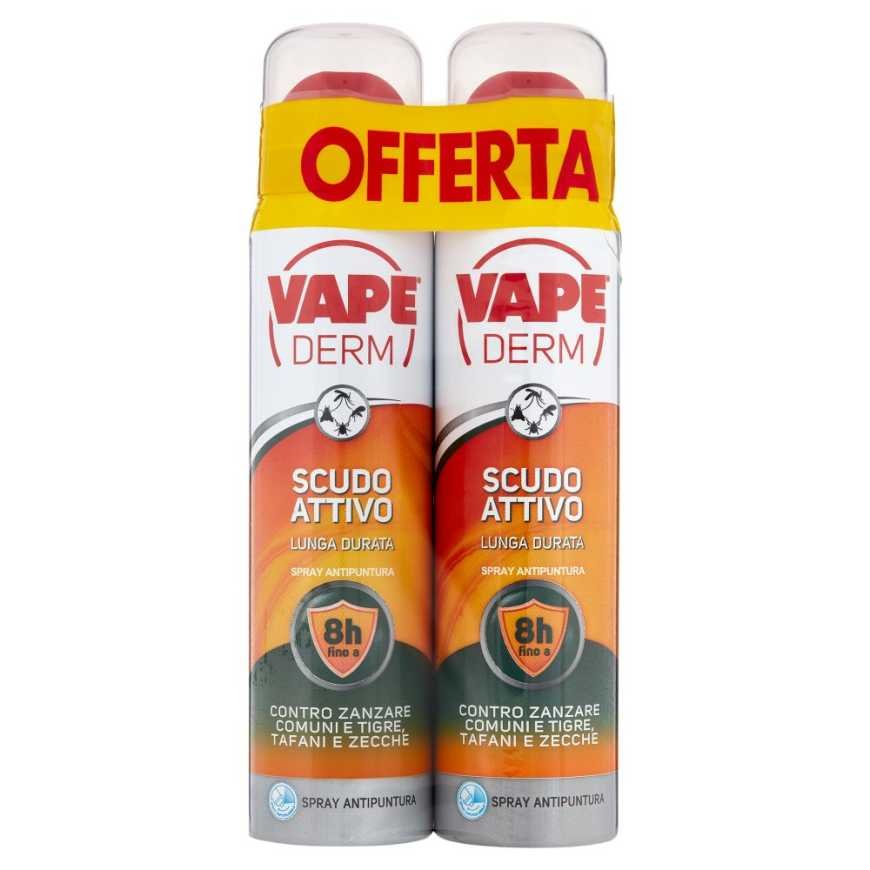 Vape Derm репеллент-спрей Активный щит против укусов, 2 шт. по 100 мл