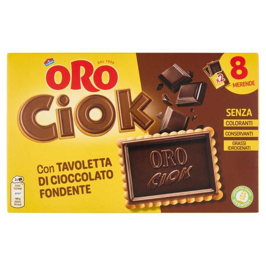 Oro Saiwa Печенье Oro Ciok Fondente с темным шоколадом, 200 г