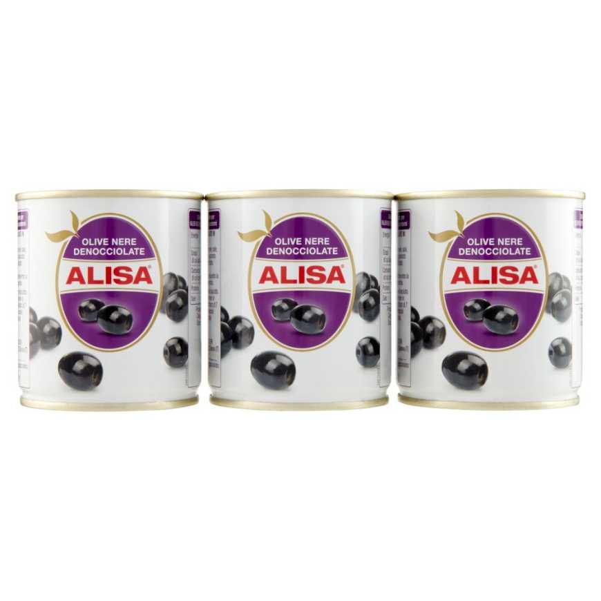 Alisa маслины черные без косточки, 3 × 200 г