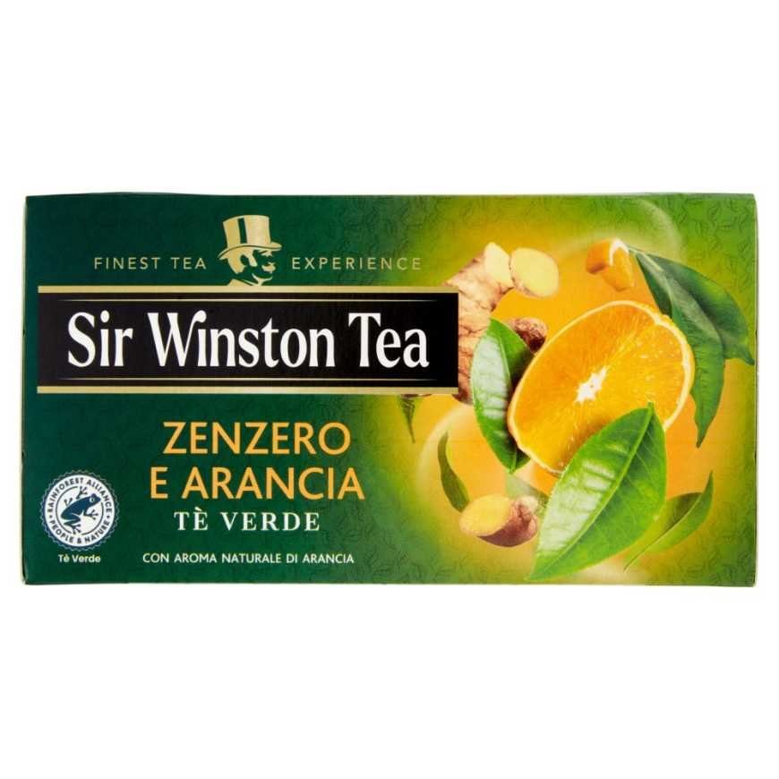 Sir Winston Tea Green Tea with Ginger and Orange, 20 pcs