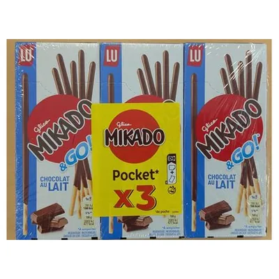 Mikado milk chocolate covered biscuit sticks, 3x39 g