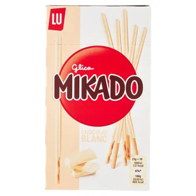 Mikado white chocolate covered biscuit sticks, 70 g