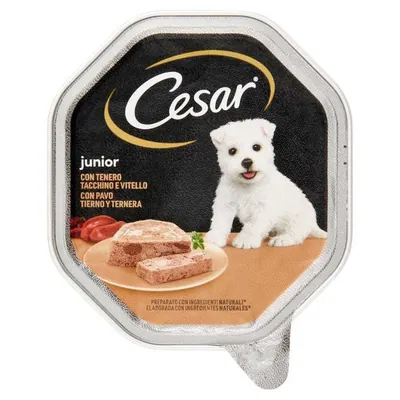 Cesar Junior puppy food with veal and turkey, 150 g