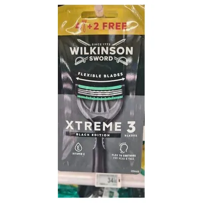 Wilkinson Extra 3 Black одноразовые бритвы, 6 шт.