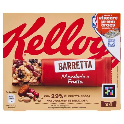 Kellogg’s батончик с миндалем и фруктами, 4 × 32 г