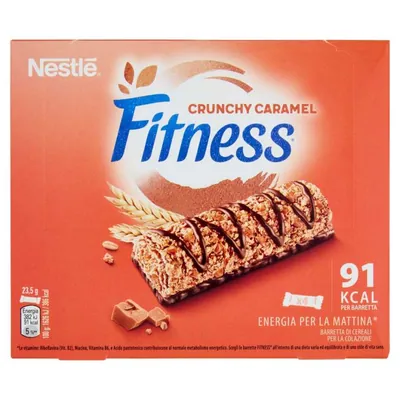 Nestle' Fitness Crunchy Caramel батончики из цельных злаков с шоколадом, 4 × 23,5 г