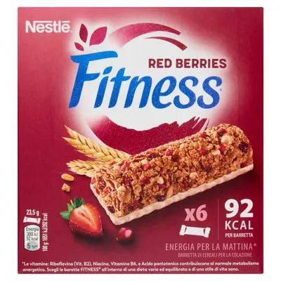 Nestle' Fitness батончики с красными фруктами, 6 × 23,5 г