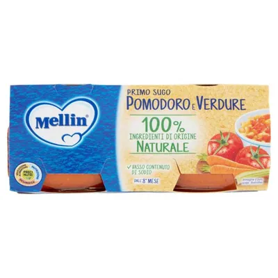 Mellin First Tomato and Vegetable Sauce, 2 × 80 g