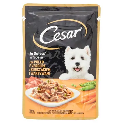 Cesar Delizie Del Giorno dog food with chicken and vegetables in sauce, 100 g