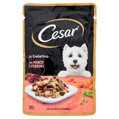 Cesar Delizie Del Giorno dog food with beef and carrots in sauce, 100 g