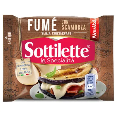 Sottilette Fumé processed cheese slices with scamorza, 158 g