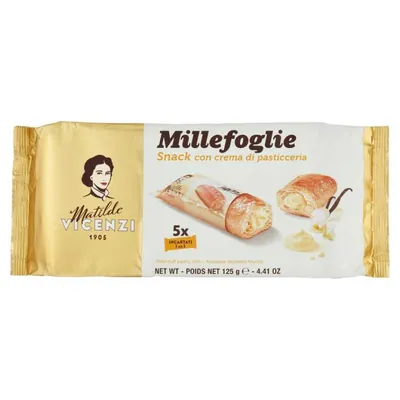 Matilde Vicenzi custard cream puff pastry snacks, 125 g