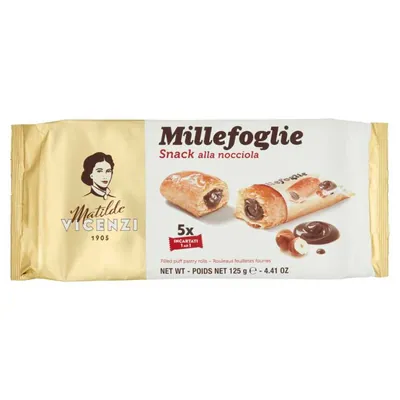 Matilde Vicenzi hazelnut puff pastry snacks, 125 g