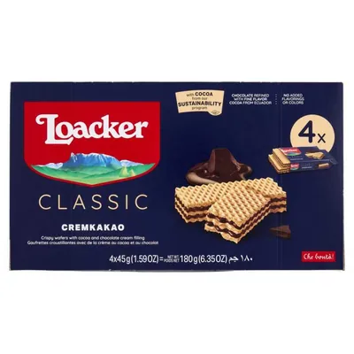 Loacker Вафли Cremkakao, 4 шт., 45 г