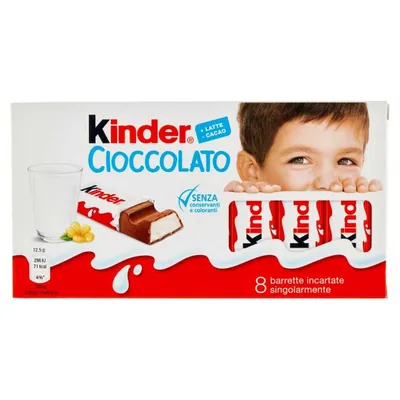 Kinder Cioccolato chocolate bars, 8 pcs, 100 g