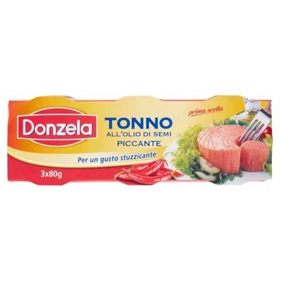 Donzela острой тунец в подсолнечном масле, 3 × 80 г