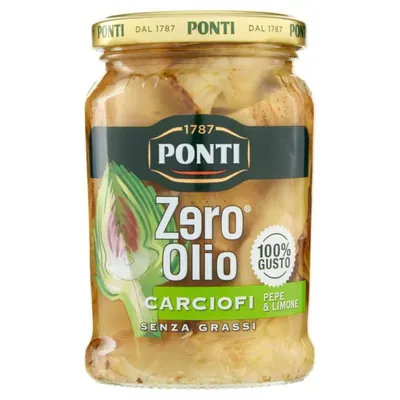 Ponti artichokes with pepper and lemon without oil Zero Olio, 300 g
