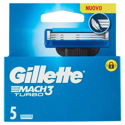 Gillette Mach3 Turbo Сменные кассеты, 5 шт.