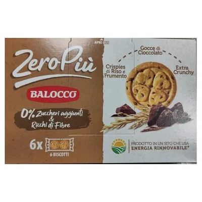 Balocco Zeropiù cookies with chocolate drops, 230 g
